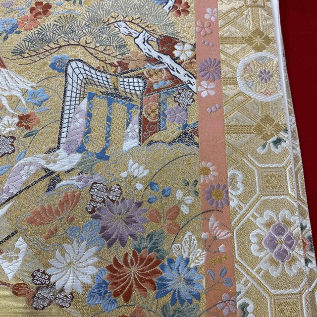 袋帯】本金箔 桃山の園 六通袋帯 祝いの日に 5E-041の通販 by 腹