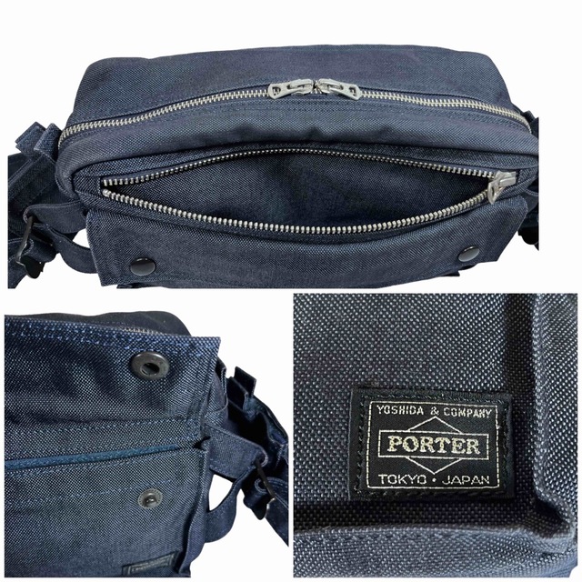 【極美品】PORTER ウエストバッグ ネイビー ボディバッグ