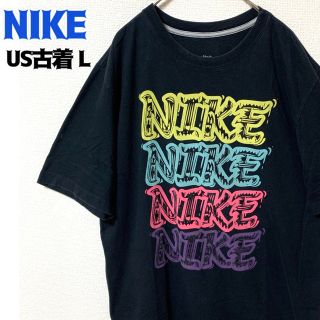 ナイキ(NIKE)のUS古着NIKE ナイキ 半袖Tシャツ 4段ロゴプリント ブラック ヴィンテージ(Tシャツ/カットソー(半袖/袖なし))