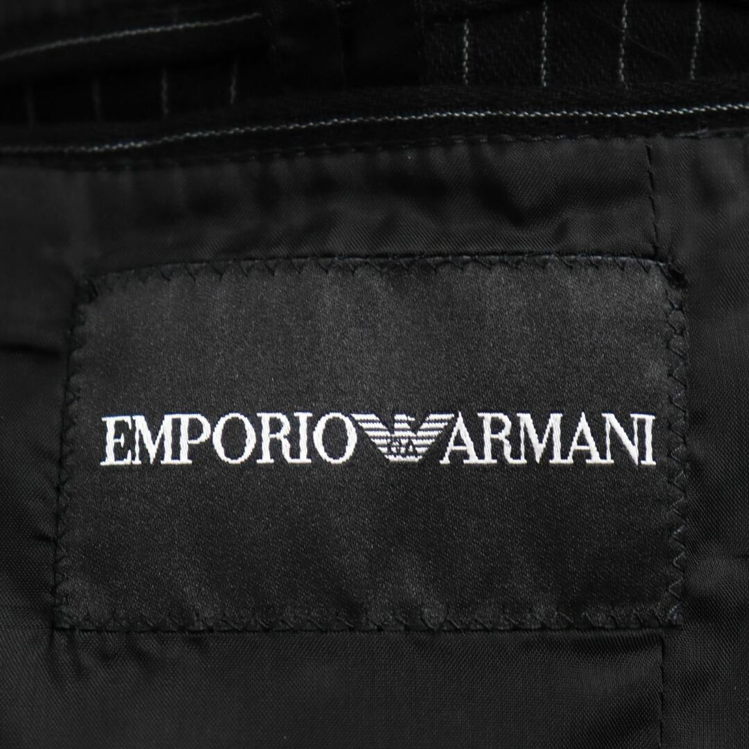 極美●黒タグ EMPORIO ARMANI エンポリオアルマーニ ストライプ柄 シングルスーツ/上下セットアップ ブラック×ホワイト 46 伊製 正規品