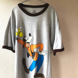 Disney グーフィー　リンガーTee グレー　サイズXL(Tシャツ/カットソー(半袖/袖なし))