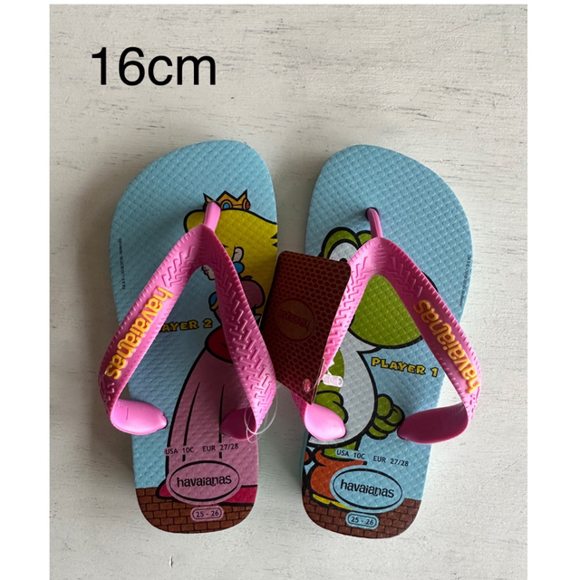 havaianas(ハワイアナス)の新品　スーパーマリオ　ピーチ姫　ハワイアナスサンダル　ビーチサンダル　16cm キッズ/ベビー/マタニティのキッズ靴/シューズ(15cm~)(サンダル)の商品写真