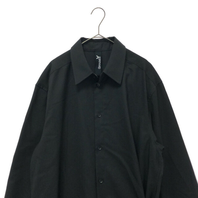 Ground Y グラウンドワイ Gather Drape Shirt アシンメトリー長袖シャツ ブラック GN-B11-100