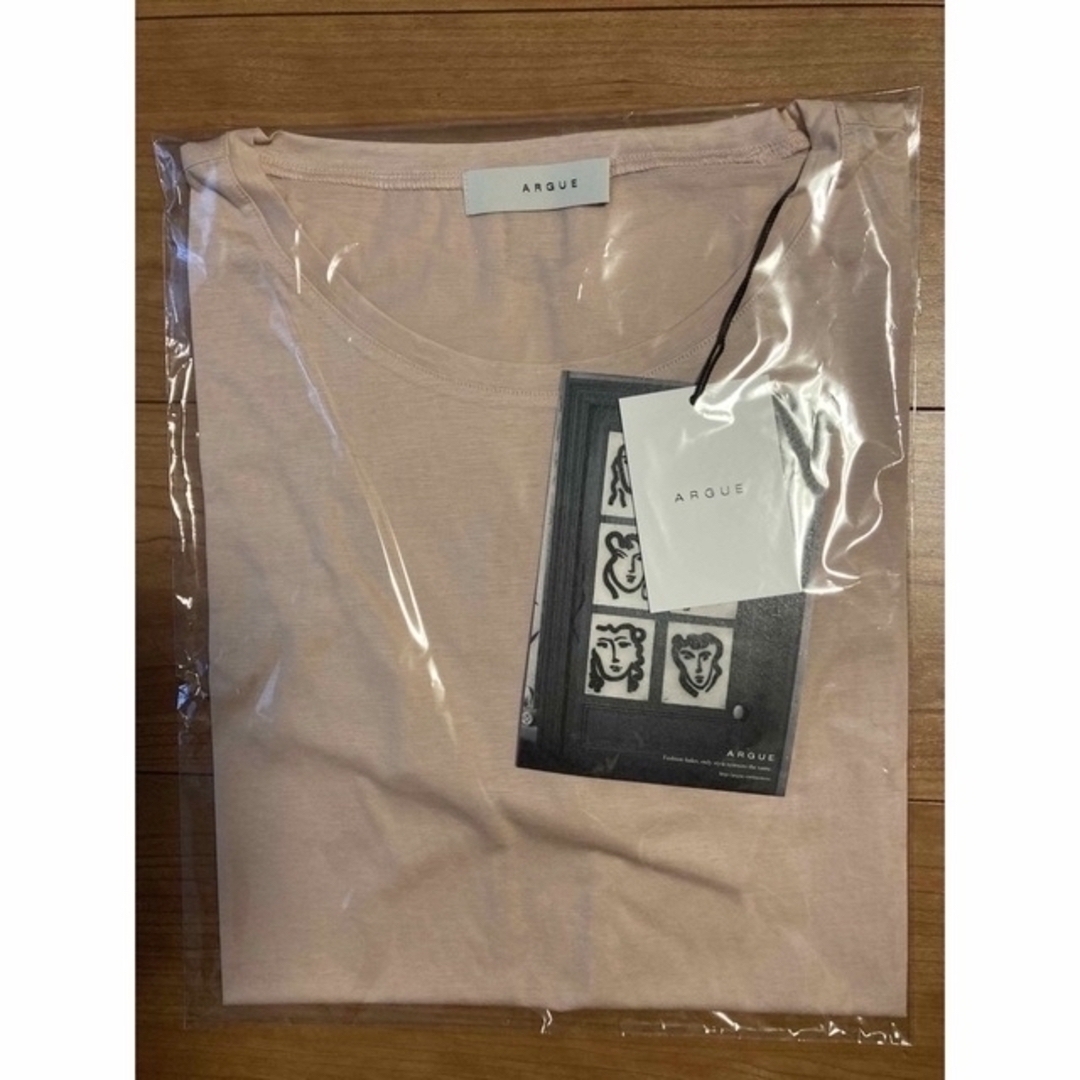 ARGUE(アギュー)の【新品未使用】argue シアーコットンTシャツ　ピンク　カットソー レディースのトップス(Tシャツ(長袖/七分))の商品写真