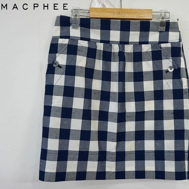 MACPHEE(マカフィー)のMACPHEE タイトスカート ネイビー系 チェック 4805672 レディースのスカート(ひざ丈スカート)の商品写真