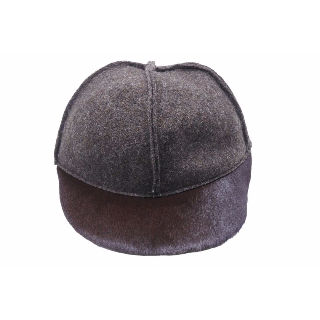 CHANEL シャネル キャップ 帽子 4パネルキャップ 小物 ウール ブラウン グレー サイズ57 美品  50000約57cmつばの長さ