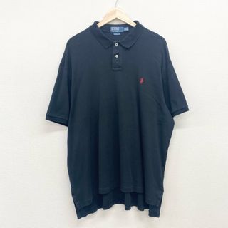 ラルフローレン(Ralph Lauren)のUS古着 ポロ ラルフローレン Polo by Ralph Lauren コットン ポロシャツ 半袖 ポニー 刺繍 CUSTOM FIT サイズ：メンズ XXL ビッグサイズ ブラック【中古】(ポロシャツ)