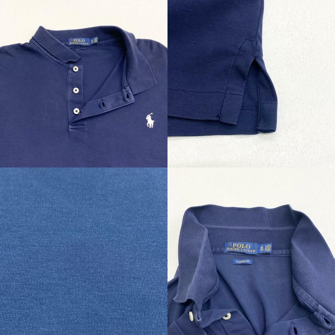 Ralph Lauren(ラルフローレン)のUS古着 ポロ ラルフローレン POLO RALPH LAUREN コットン ポロシャツ ビズポロ 3つボタン 半袖 ポニー 刺繍 CLASSIC FIT サイズ：メンズ XL ビッグサイズ ネイビー【中古】 メンズのトップス(ポロシャツ)の商品写真