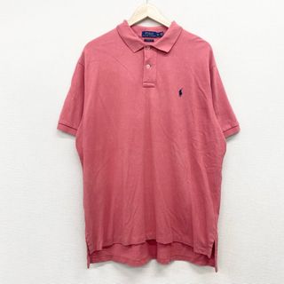 ラルフローレン(Ralph Lauren)のUS古着 ポロ ラルフローレン POLO RALPH LAUREN 鹿の子 ポロシャツ 半袖 ポニー 刺繍 CLASSIC FIT サイズ：メンズ XL ビッグサイズ サーモンピンク【中古】(ポロシャツ)