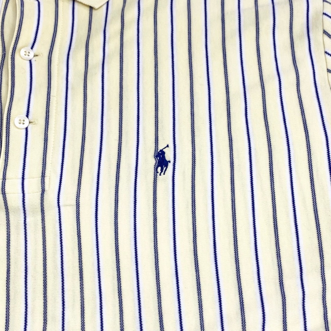 Ralph Lauren(ラルフローレン)のレディース US古着 ポロ ラルフローレン Polo by Ralph Lauren コットン ポロワンピース 半袖 ストライプ 3つボタン ポニー 刺繍 サイズ：レディース XXL ビッグサイズ ライトイエロー×ネイビー×ホワイト【中古】 レディースのワンピース(その他)の商品写真