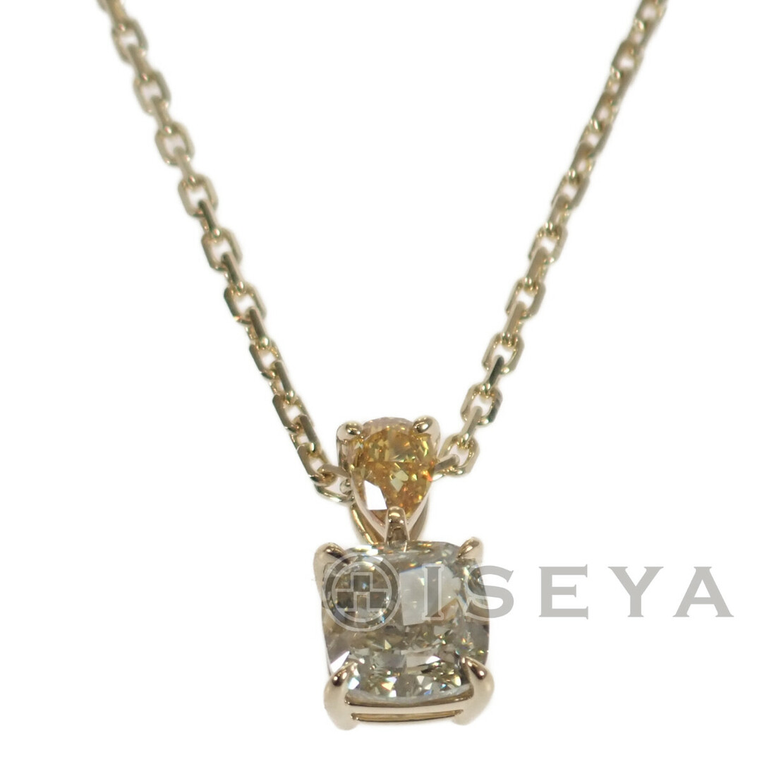 【Aランク】K18YG デザインネックレス クッション モディファイド ブリリアント カット ダイヤモンド1.51/0.255ct レディース ジュエリー 【ISEYA】