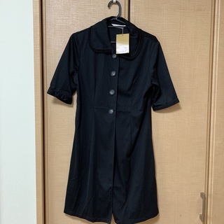 服　新品　レディース　黒　半袖　上着　シャツ　Mサイズ　処分価格　セール(ミニワンピース)