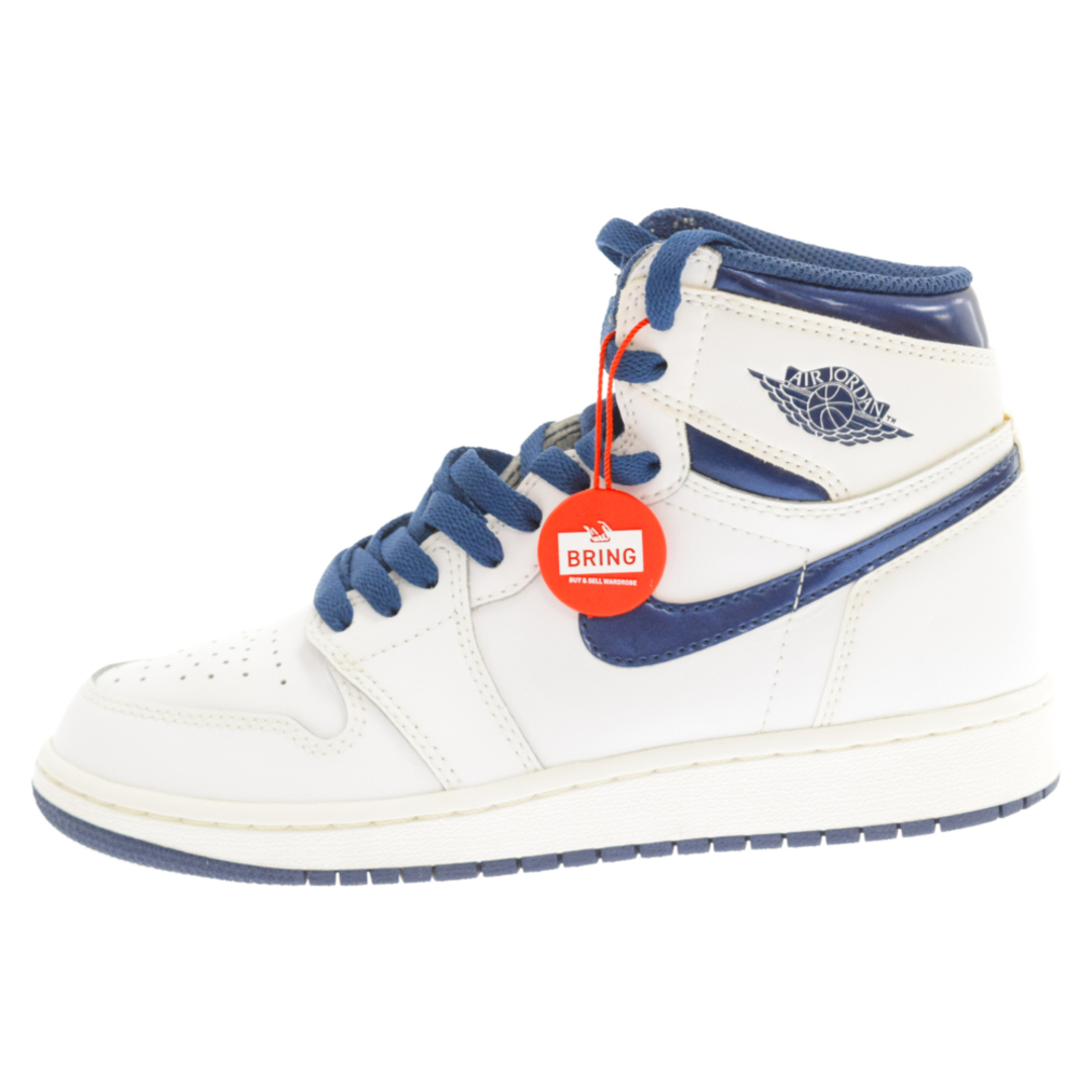 NIKE ナイキ AIR JORDAN 1 RETRO HIGH OG WHITE MIDNIGHT NAVY 575441-106 GS エアジョーダン1 レトロ ハイ OG メタリック ネイビー ハイカットスニーカー US5Y