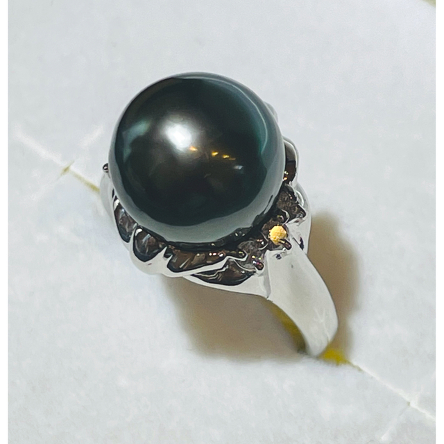 ☆Pt900 ブラックパール11.4mm&ダイヤリング☆ レディースのアクセサリー(リング(指輪))の商品写真