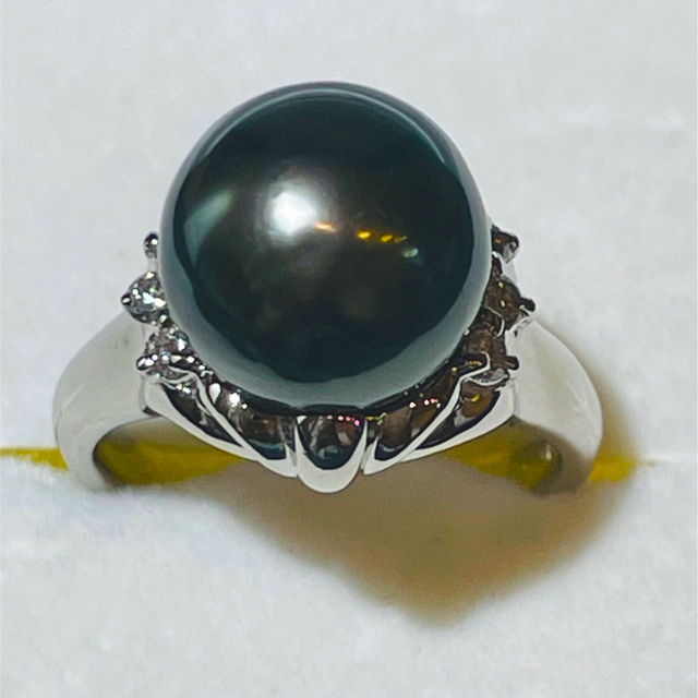 ☆Pt900 ブラックパール11.4mm&ダイヤリング☆ レディースのアクセサリー(リング(指輪))の商品写真