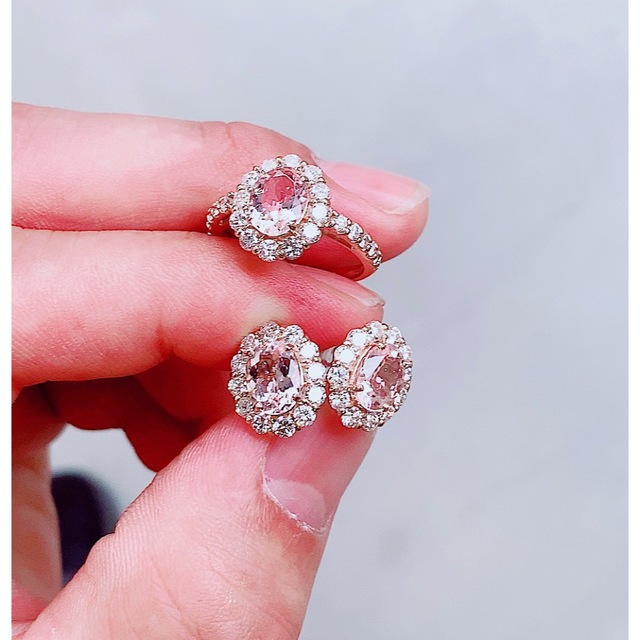 最短出荷 ☆2点セット☆✨3.1ctモルガナイト2.3ctダイヤモンドピアス