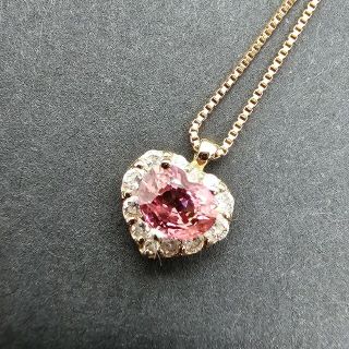 美品】パパラチアサファイヤ ダイヤモンド K18 ネックレス 鑑定書の