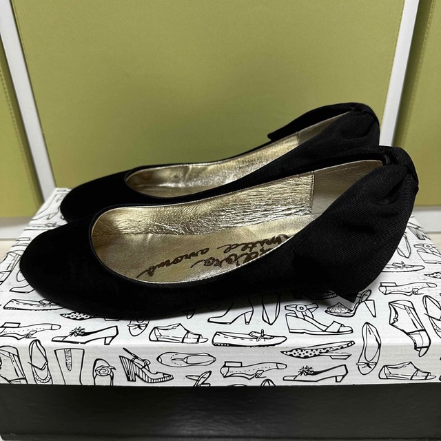 サテンバックリボン　BLACKパンプス レディースの靴/シューズ(バレエシューズ)の商品写真
