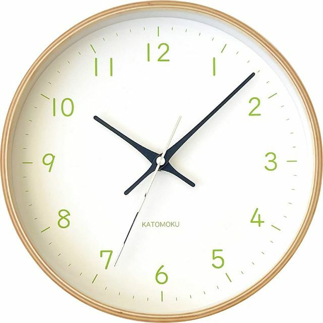 ライトグリーン仕様【特価商品】KATOMOKU plywood clock 22 電波時計 ライト