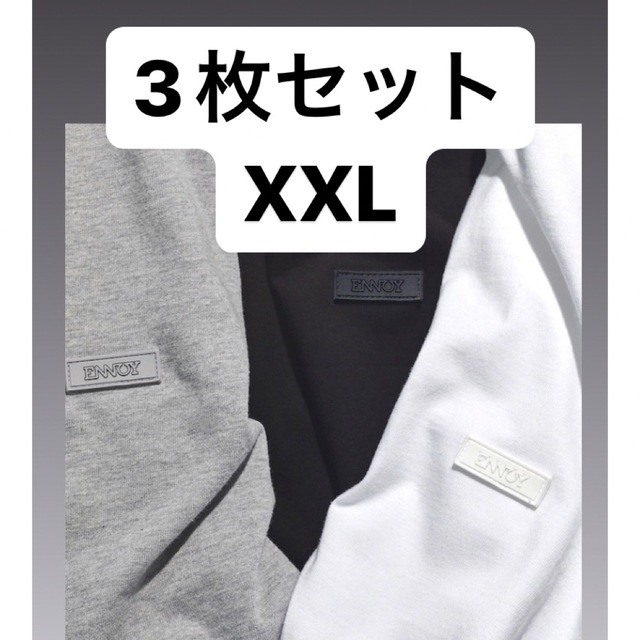 ENNOY 3PACK T-SHIRTS WHT BLK GRY XXL - Tシャツ/カットソー(半袖/袖なし)