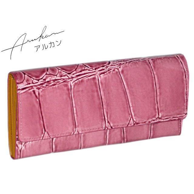 アルカン テールワニ 長財布 1217-605 ピンク- ★新品 ARUKAN アルカンL字長財布 テールワニ