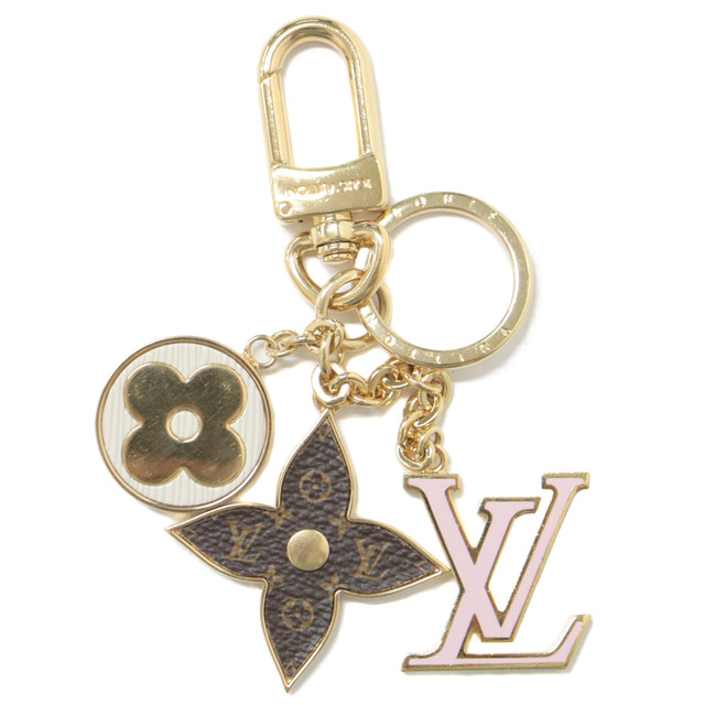 LOUIS VUITTON ルイヴィトン チャーム キーホルダー ゴールド ロゴ モノグラム フラワー イニシャル LV ポルト クレ・スプリング ストリート M69008 バッグチャーム 【レディース】【中古】 | フリマアプリ ラクマ