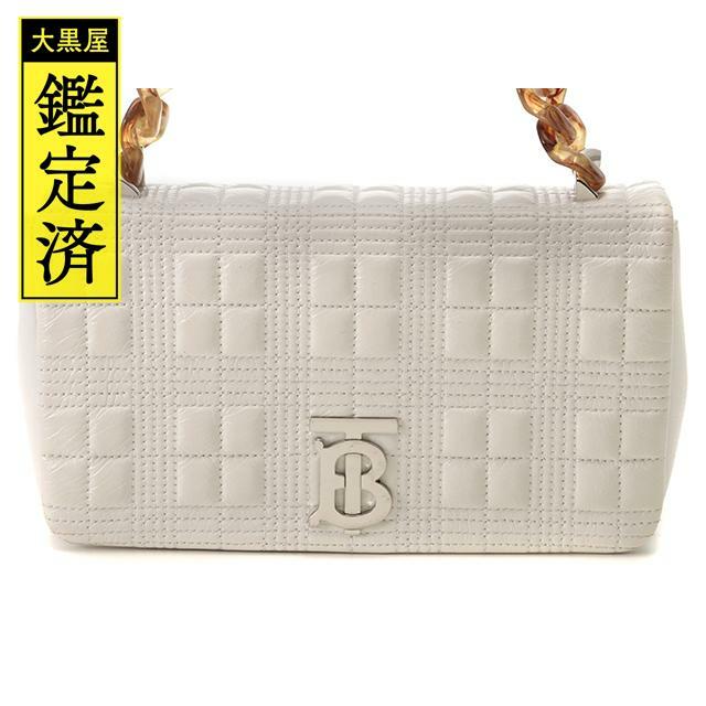 BURBERRY - バーバリー　キルティング　ローラチェーンバッグ ホワイト レザー【436】
