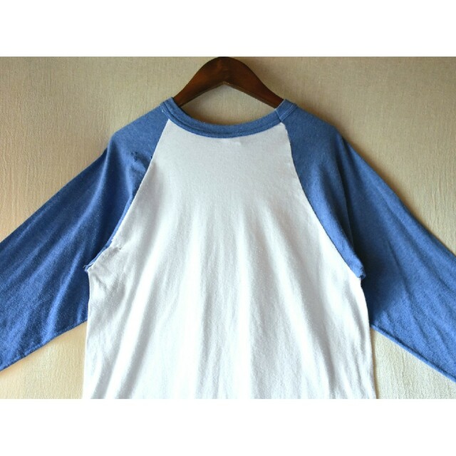 ★90's USA製 ラッセルアスレチック 白青 ラグランスリーブTシャツ 5