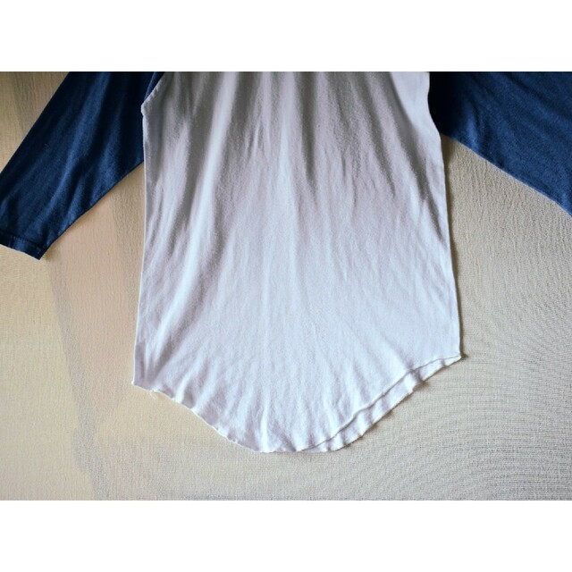 ★90's USA製 ラッセルアスレチック 白青 ラグランスリーブTシャツ 6