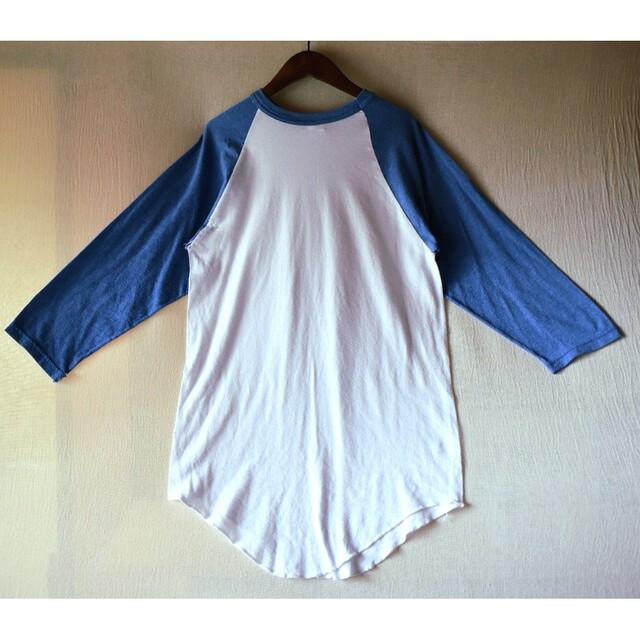 ★90's USA製 ラッセルアスレチック 白青 ラグランスリーブTシャツ 3