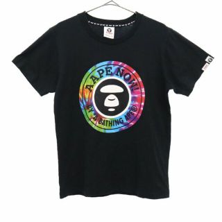 アベイシングエイプ(A BATHING APE)のアベイシングエイプ プリント 半袖 Tシャツ S ブラック系 Aape BY A BATHING APE クルーネック レディース 【中古】  【230602】 メール便可(Tシャツ(半袖/袖なし))