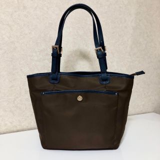 アニエスベー(agnes b.)のアニエスベー ボヤージュ A4 トートバッグ ナイロン×牛革 ブラウン×ネイビー(トートバッグ)