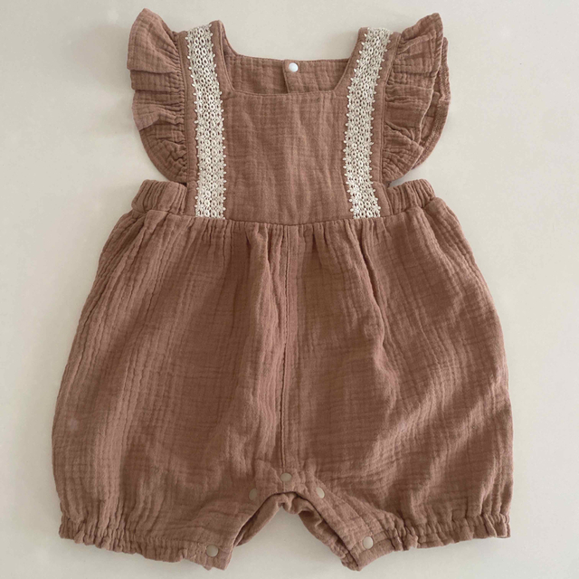 futafuta(フタフタ)の新品　cottoli ロンパース　♡ ブラウン　バースデイ　女の子　80 キッズ/ベビー/マタニティのベビー服(~85cm)(ロンパース)の商品写真