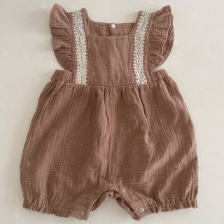 フタフタ(futafuta)の新品　cottoli ロンパース　♡ ブラウン　バースデイ　女の子　80(ロンパース)