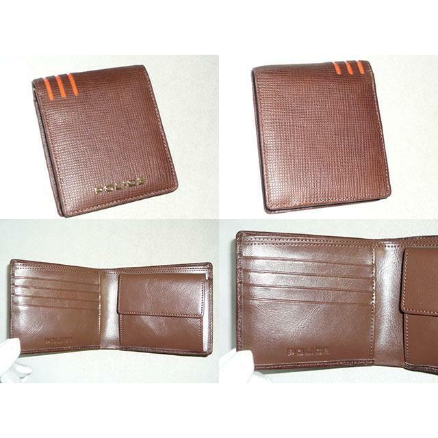 POLICE(ポリス)のポリス リネア 二つ折り財布 PA-59501 ブラウン メンズのファッション小物(折り財布)の商品写真