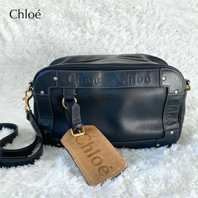 Chloe - クロエ エデン 黒 ショルダーバッグ 型押ロゴパスケース