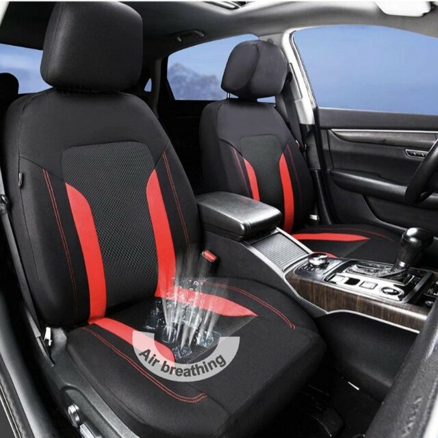 自動車CAR-GRAND ジッパーデザイン シートカバー 赤 ユニバーサルフィット