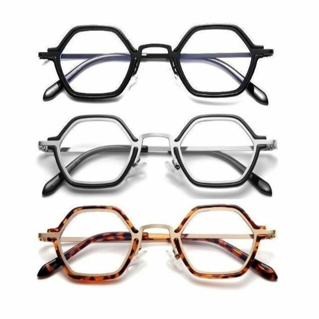 Six Wire シックスワイア 多角形 メガネ べっ甲柄 ブラウン 01 メンズのファッション小物(サングラス/メガネ)の商品写真