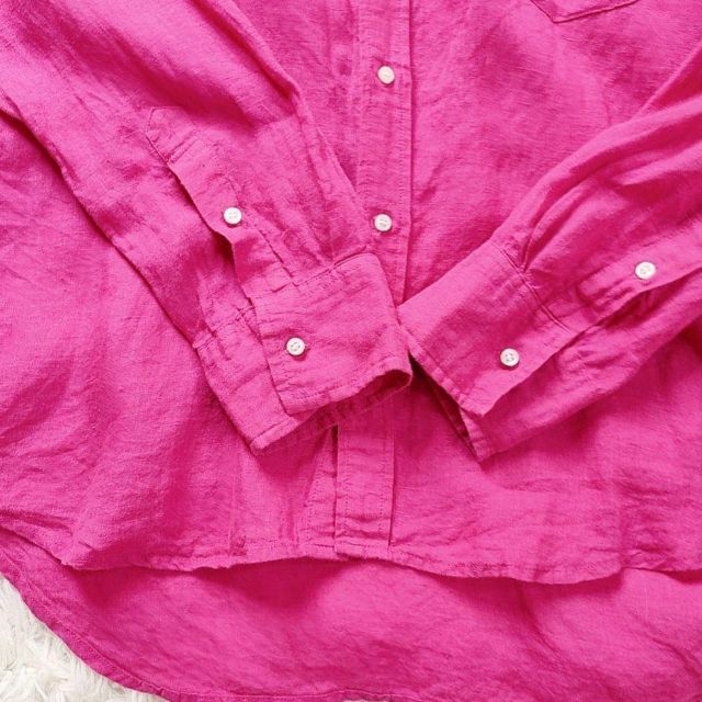 Mila Owen(ミラオーウェン)のミラオーウェン フレンチリネンスキッパーシャツ 刺繍  ピンク レディースのトップス(シャツ/ブラウス(長袖/七分))の商品写真