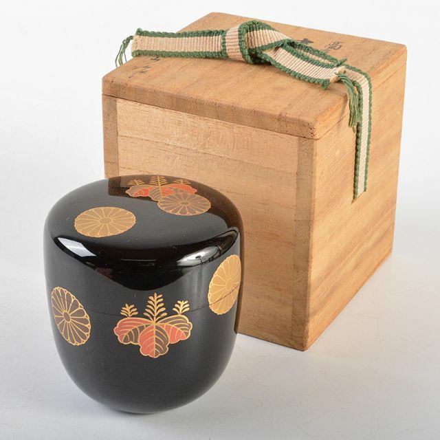 茶道具 漆塗 秀山作 高台寺蒔絵 中棗 共箱 C R5834 茶道具 漆塗 秀山作 高台寺蒔絵 中棗 共箱 C R5834