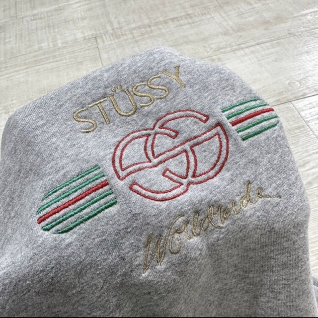 Stussy ステューシー SS ロゴ 刺繍 スウェット グレー サイズ 10 | mag