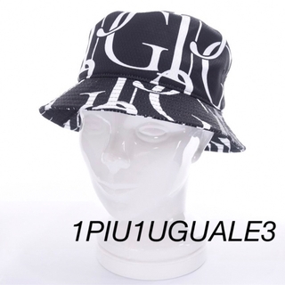1piu1uguale3 - 【未使用】1PIU1UGUALE3 GOLF バケットハット 総柄 ブラック