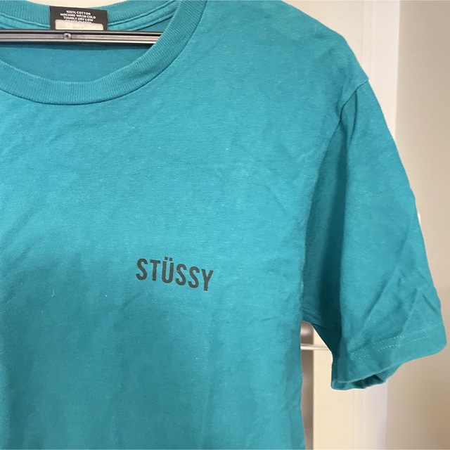 STUSSY(ステューシー)の【希少カラー】STUSSY ステューシー Tシャツ　S ターコイズ　ブルー　古着 メンズのトップス(Tシャツ/カットソー(半袖/袖なし))の商品写真