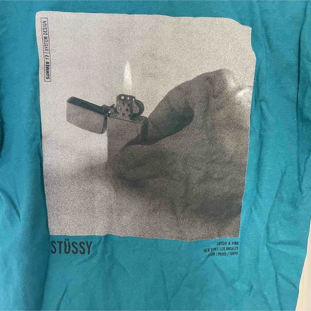 STUSSY(ステューシー)の【希少カラー】STUSSY ステューシー Tシャツ　S ターコイズ　ブルー　古着 メンズのトップス(Tシャツ/カットソー(半袖/袖なし))の商品写真