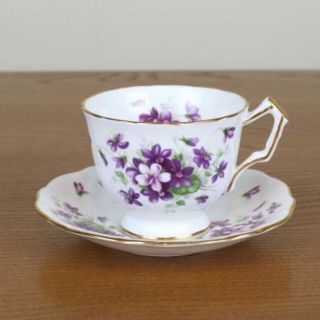 エインズレイ(Aynsley China)のエインズレイ　バイオレット　デュオ　カップ＆ソーサー　スミレ　紫　ヴィンテージ(食器)