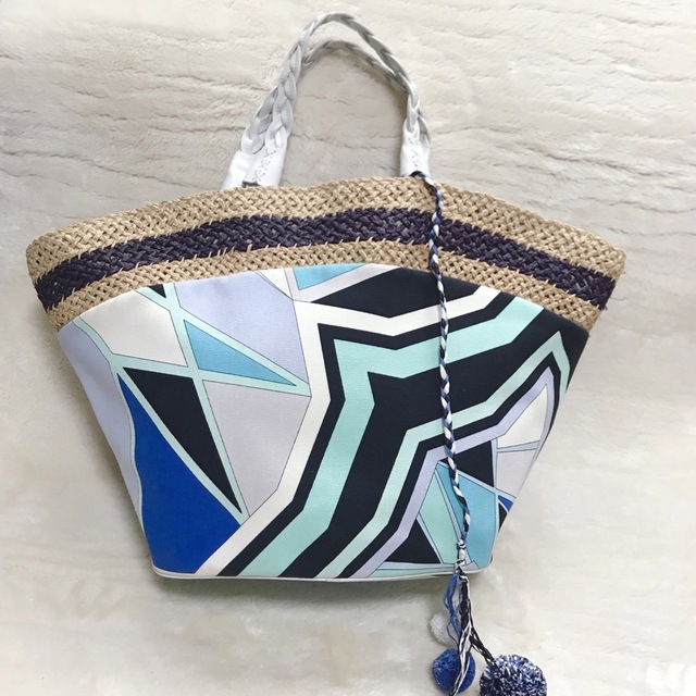 美品EMILIO PUCCI エミリオプッチ トートバック カゴバック リゾート-
