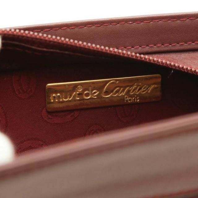 Cartier(カルティエ)のカルティエ クラッチバッグ ハンドバッグ ジッパー 本革 ボルドー ワインレッド レディースのバッグ(クラッチバッグ)の商品写真