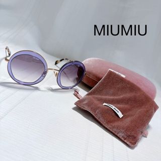 ミュウミュウ(miumiu)のmiumiu ミュウミュウ　ラウンド　サングラス　アイウェア　メガネ　新品同様(サングラス/メガネ)