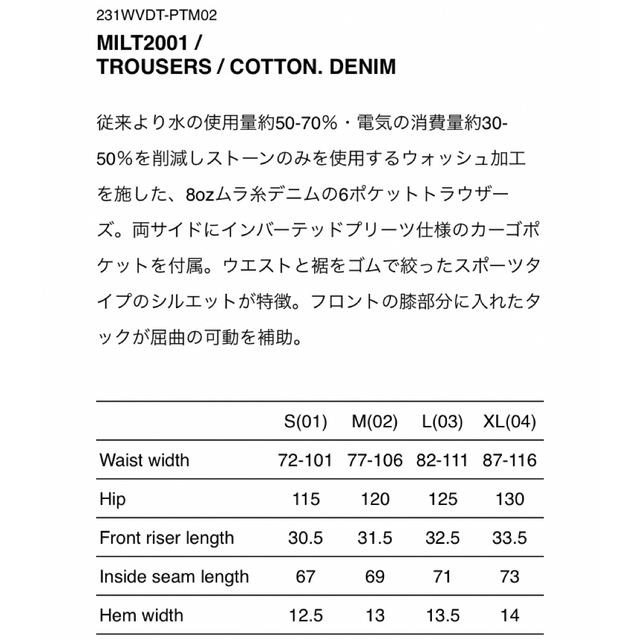 【クーポン配布中】WTAPS MILT2001 TROUSERS DENIM M