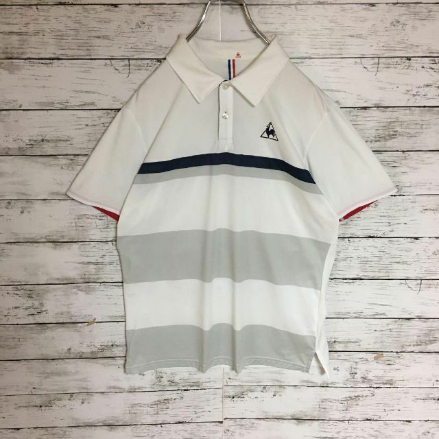 le coq sportif(ルコックスポルティフ)の【美品人気デザイン】ルコックスポルティフ　半袖ポロシャツ　白Mサイズ　E391 メンズのトップス(ポロシャツ)の商品写真